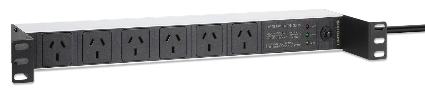 19" 1U Rackmount 6-Outlet PDU with Surge Protector Image 3