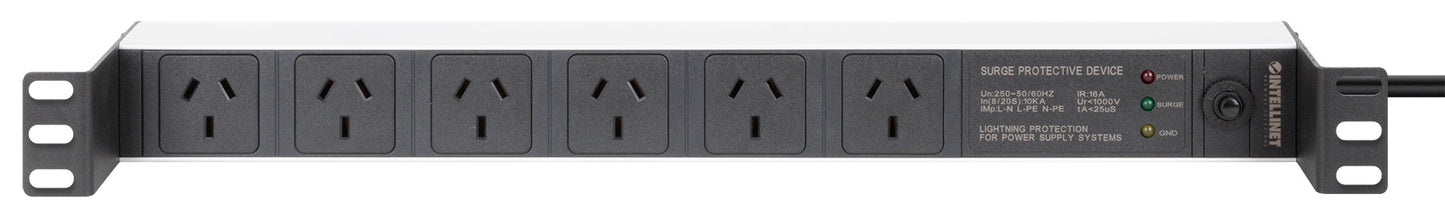 19" 1U Rackmount 6-Outlet PDU with Surge Protector Image 4