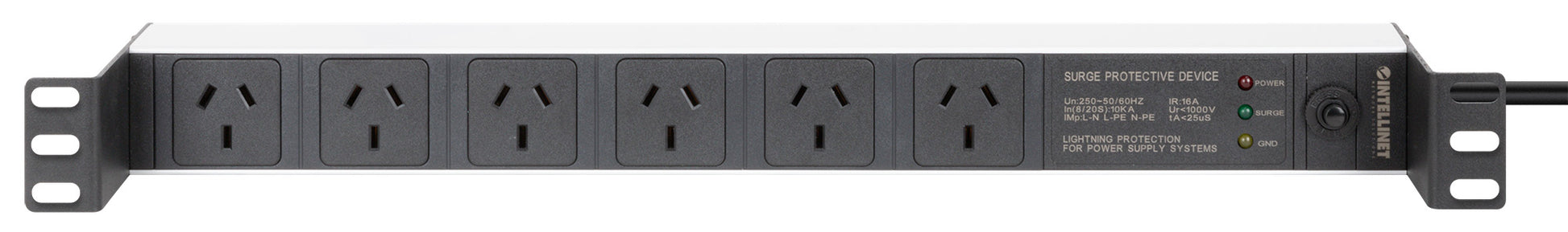 19" 1U Rackmount 6-Outlet PDU with Surge Protector Image 4