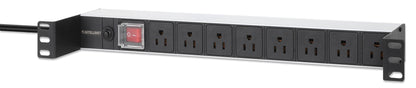 Recessed 19" 1U Rackmount 8-Outlet PDU with Circuit Breaker Image 1