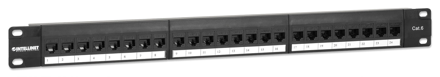 24-Port Unshielded Blank Patch Panel with Pre-Installed Cat6 Keystone Couplers, 1U Image 2