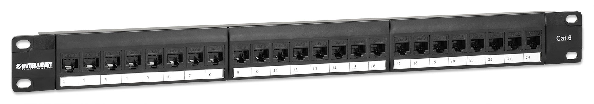 24-Port Unshielded Blank Patch Panel with Pre-Installed Cat6 Keystone Couplers, 1U Image 2