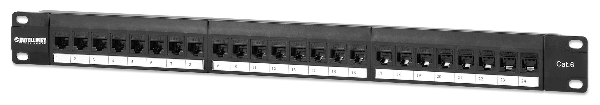 24-Port Unshielded Blank Patch Panel with Pre-Installed Cat6 Keystone Couplers, 1U Image 1