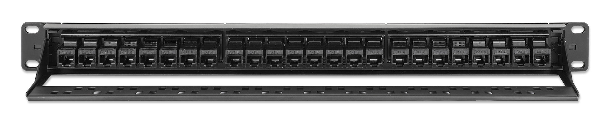 24-Port Unshielded Blank Patch Panel with Pre-Installed Cat6 Keystone Couplers, 1U Image 4