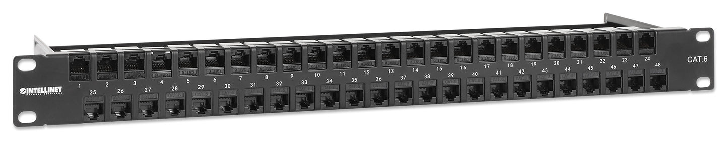 48-Port Unshielded Blank Patch Panel with Pre-Installed Cat6 UTP Keystone Couplers, 1U Image 2