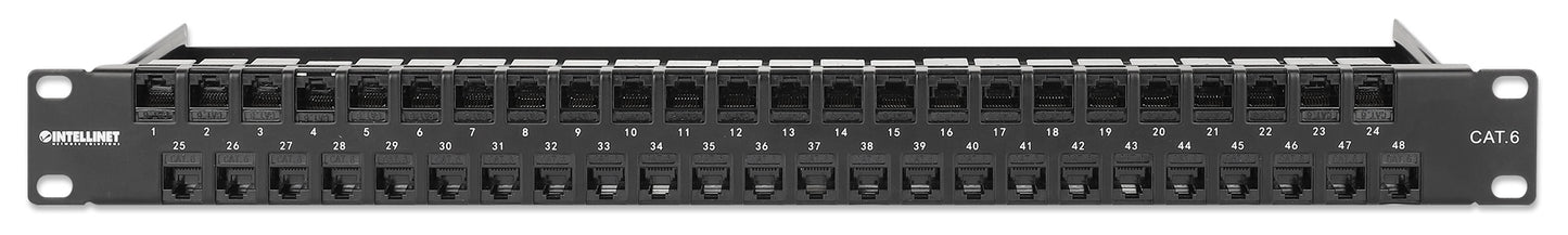 48-Port Unshielded Blank Patch Panel with Pre-Installed Cat6 UTP Keystone Couplers, 1U Image 3