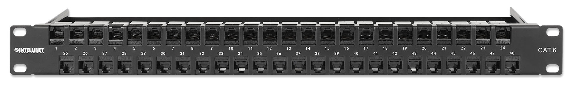 48-Port Unshielded Blank Patch Panel with Pre-Installed Cat6 UTP Keystone Couplers, 1U Image 3