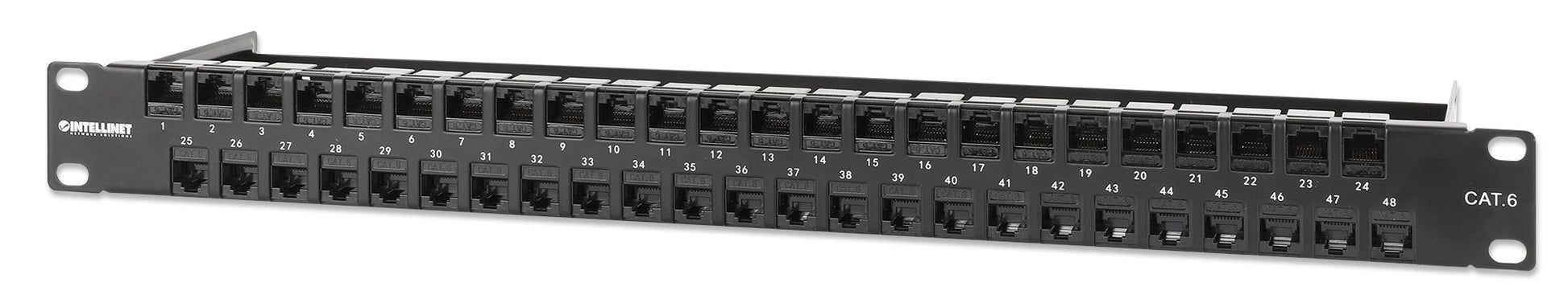 48-Port Unshielded Blank Patch Panel with Pre-Installed Cat6 UTP Keystone Couplers, 1U Image 1