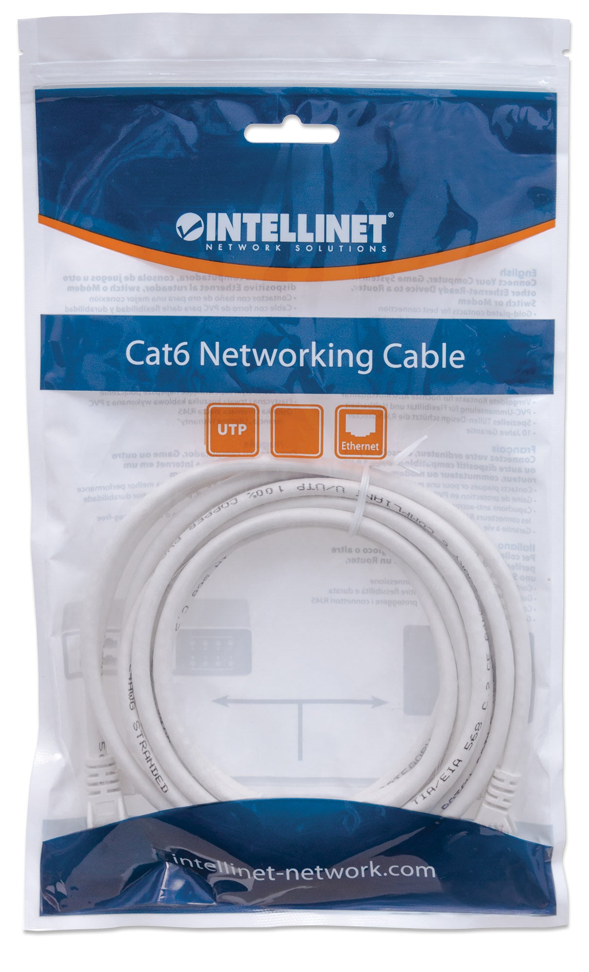 Cat6 U/UTP Network Patch Cable, 23 m (75 ft.), White Packaging Image 2