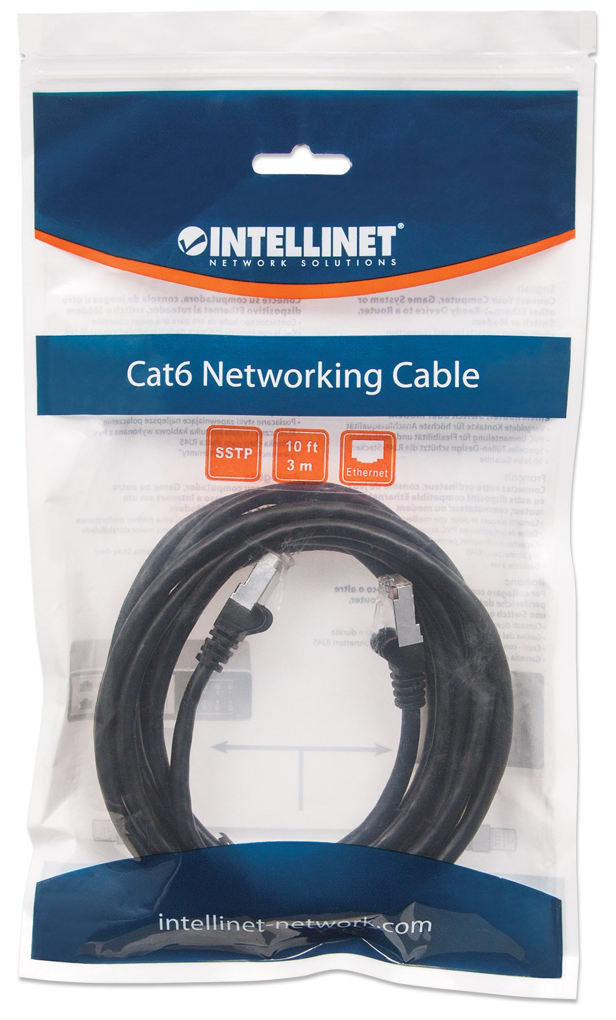 Cat6a S/FTP Patch Cable, 10 ft., Black Packaging Image 2