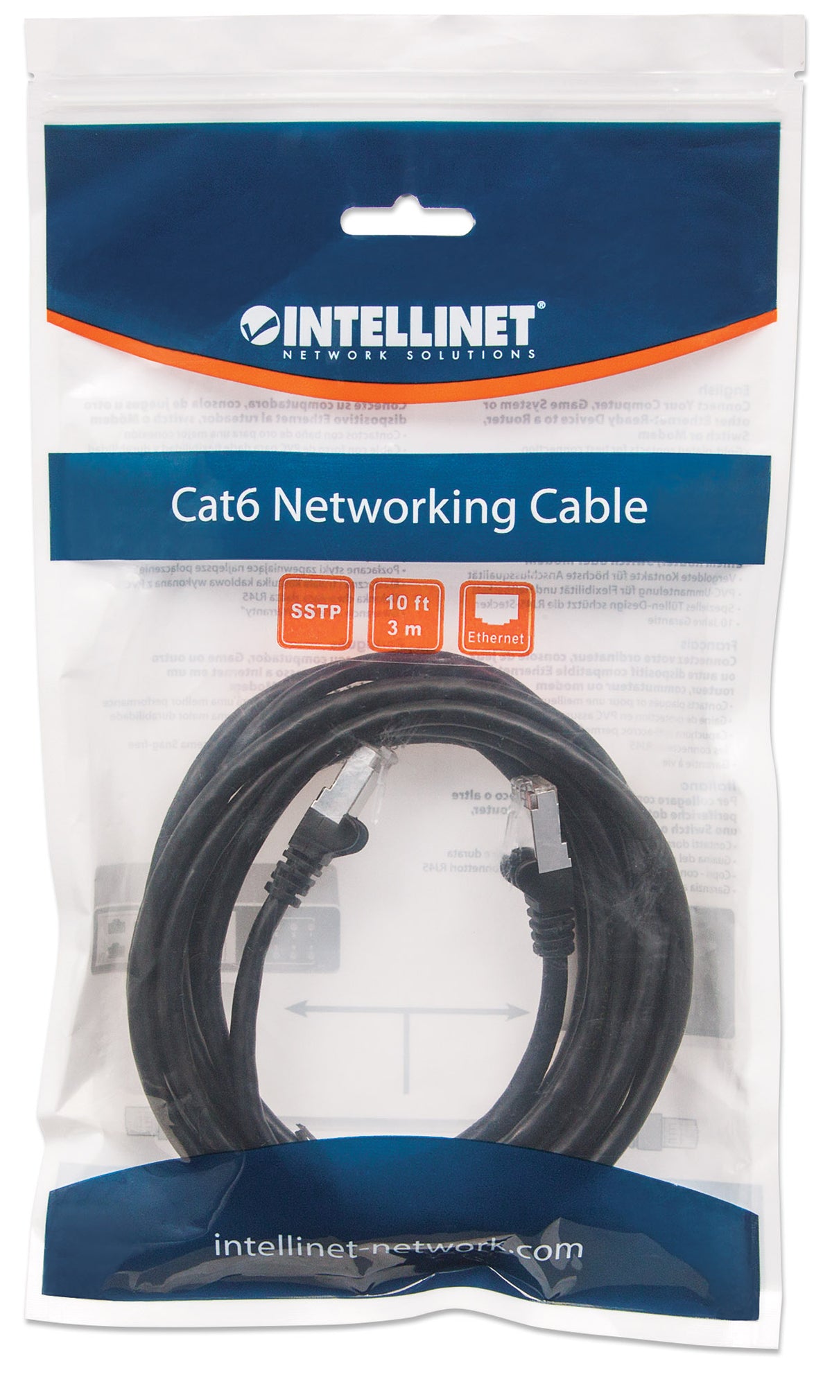 Cat6a S/FTP Patch Cable, 10 ft., Black Packaging Image 2
