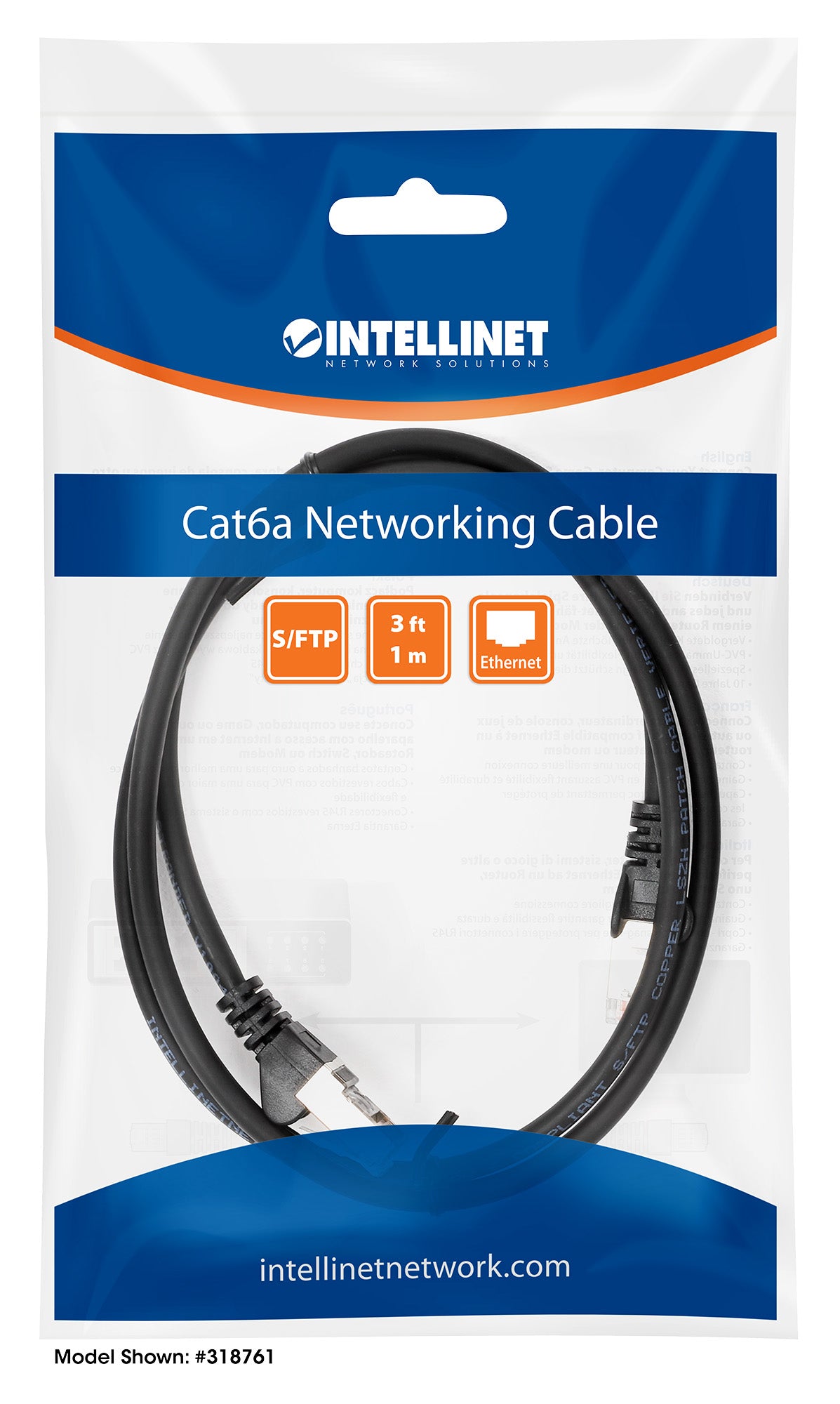 Cat6a S/FTP Patch Cable, 5 ft., Black Packaging Image 2