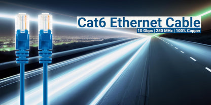 Cat6 U/UTP Slim Network Patch Cable, 14 ft., Blue, 10-Pack Image 3