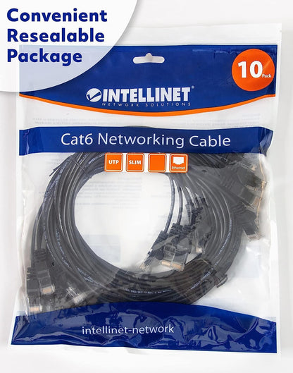 Cat6 U/UTP Slim Network Patch Cable, 1.5 ft., Black, 10-Pack Packaging Image 2
