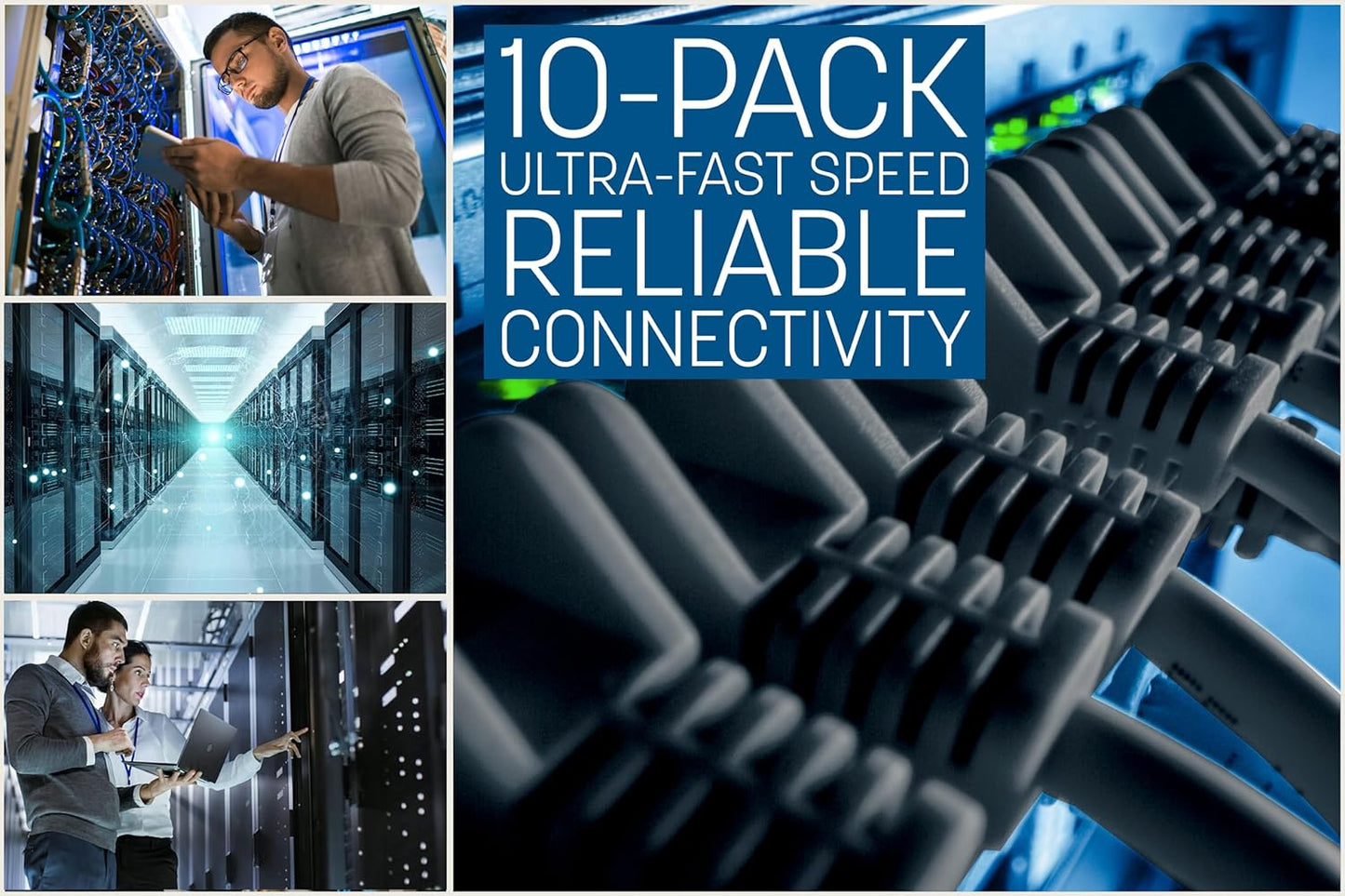 Cat6 U/UTP Slim Network Patch Cable, 3 ft., Black, 10-Pack Image 11