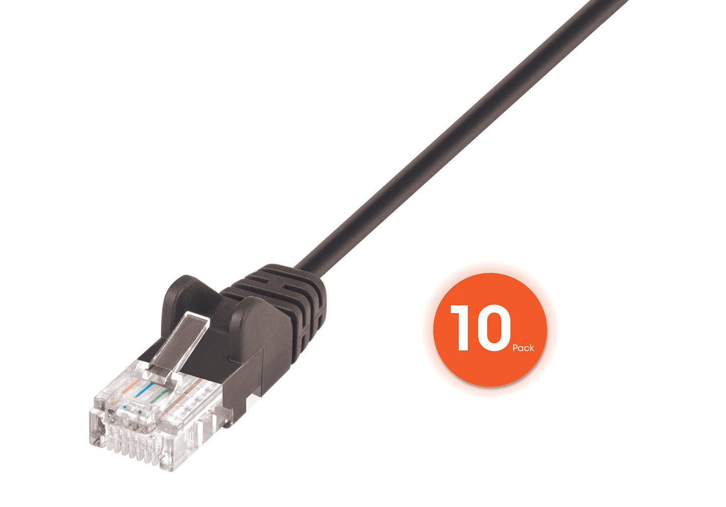 Cat6 U/UTP Slim Network Patch Cable, 7 ft., Black, 10-Pack Image 4