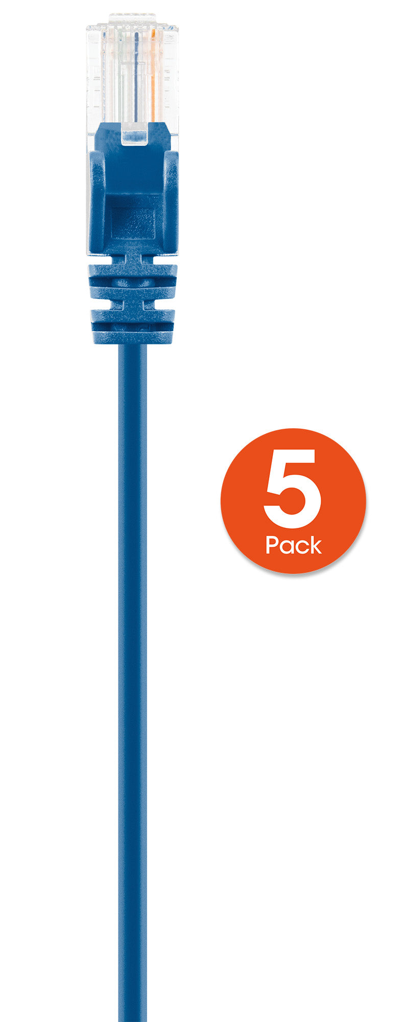 Cat6 U/UTP Slim Network Patch Cable, 25 ft., Blue, 5-Pack Image 4