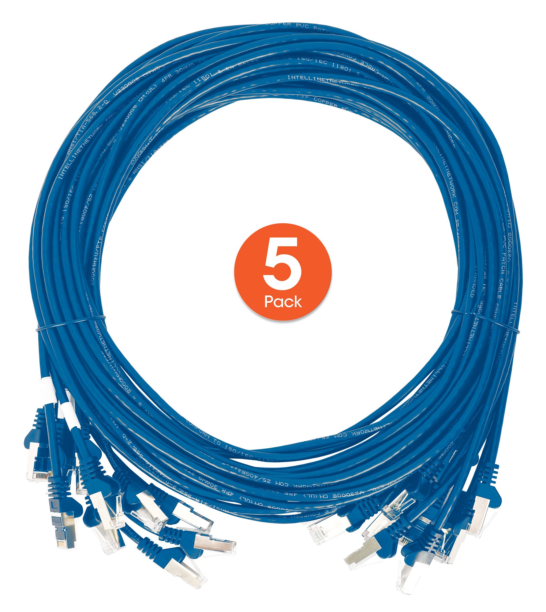 Cat6 U/UTP Slim Network Patch Cable, 25 ft., Blue, 5-Pack Image 7