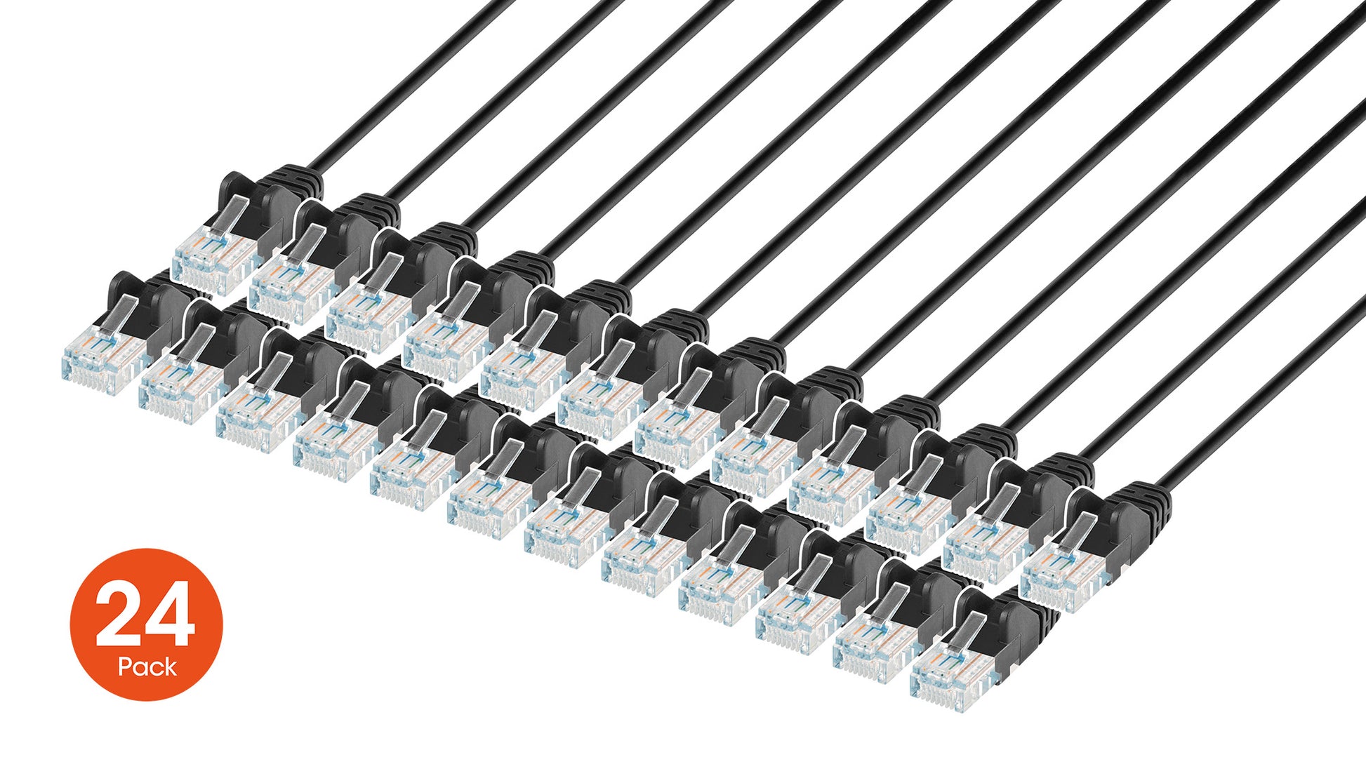Cat6 U/UTP Slim Network Patch Cable, 0.5 ft., Black, 24-Pack Image 1