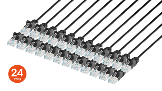 Cat6 U/UTP Slim Network Patch Cable, 0.5 ft., Black, 24-Pack Image 1
