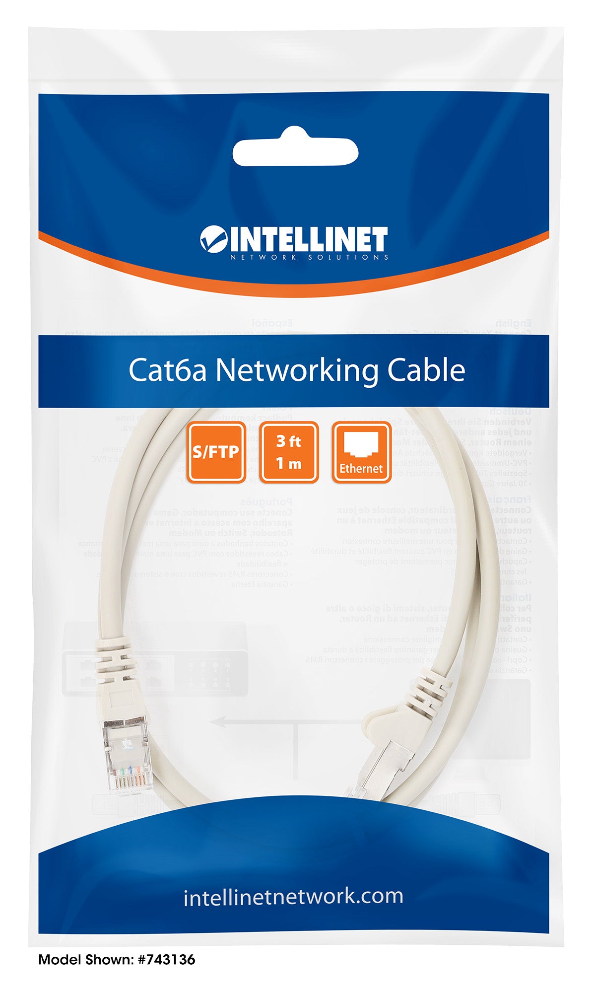 Cat6a S/FTP Network Patch Cable, 7 ft., Gray Packaging Image 2