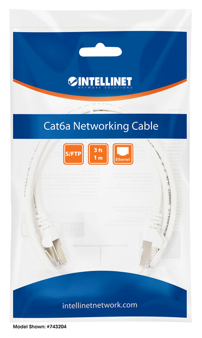 Cat6a S/FTP Network Patch Cable, 10 ft., White Packaging Image 2