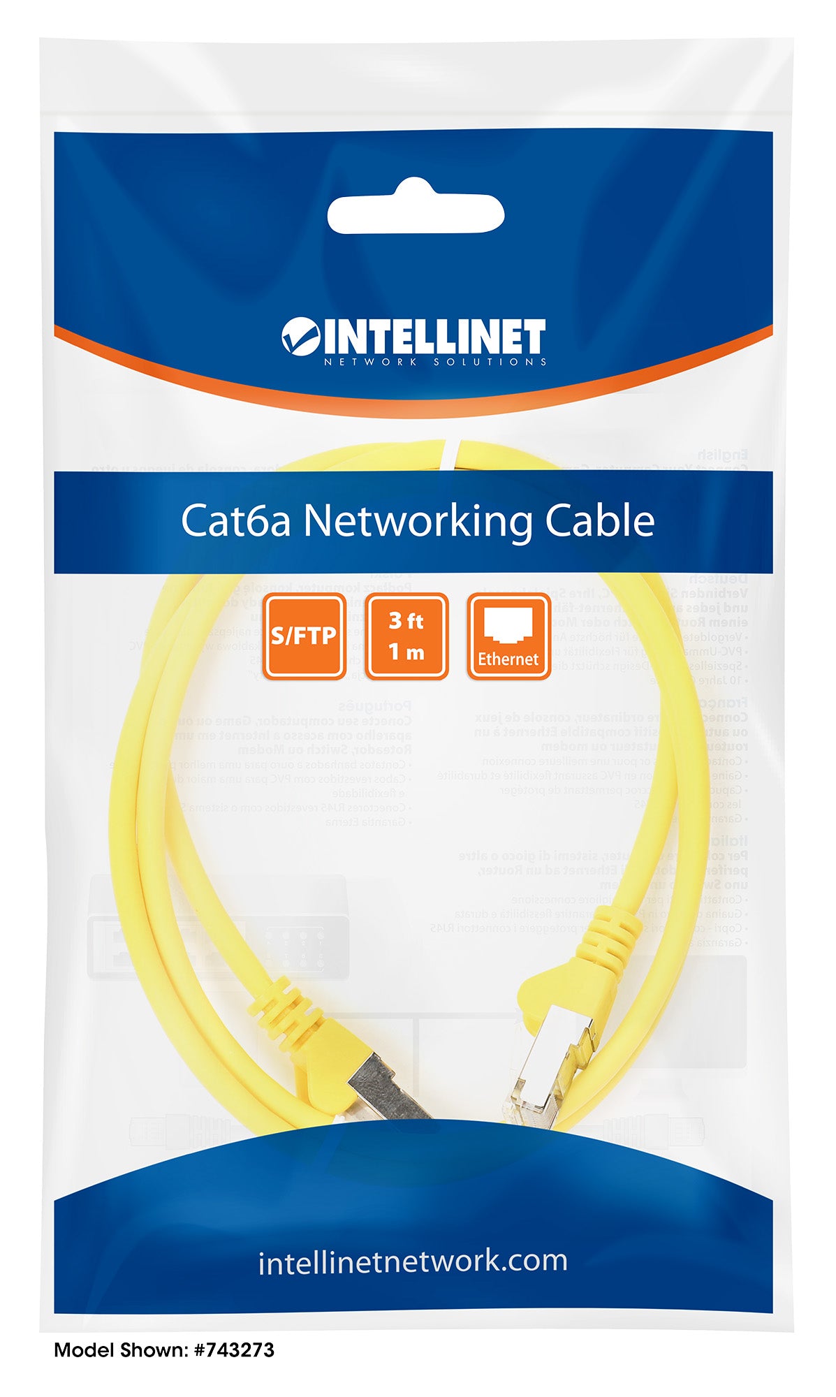 Cat6a S/FTP Network Patch Cable, 5 ft., Yellow Packaging Image 2