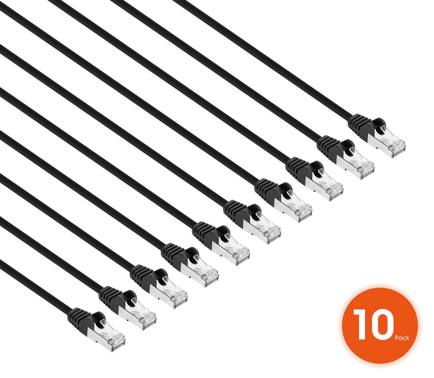 Cat8.1 U/FTP Slim Network Patch Cable, 1.5 ft., Black, 10-Pack Image 2