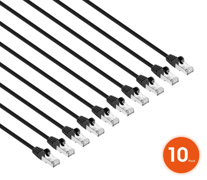 Cat8.1 U/FTP Slim Network Patch Cable, 1.5 ft., Black, 10-Pack Image 2