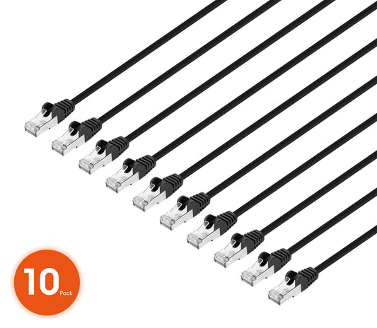 Cat8.1 U/FTP Slim Network Patch Cable, 5 ft., Black, 10-Pack Image 1