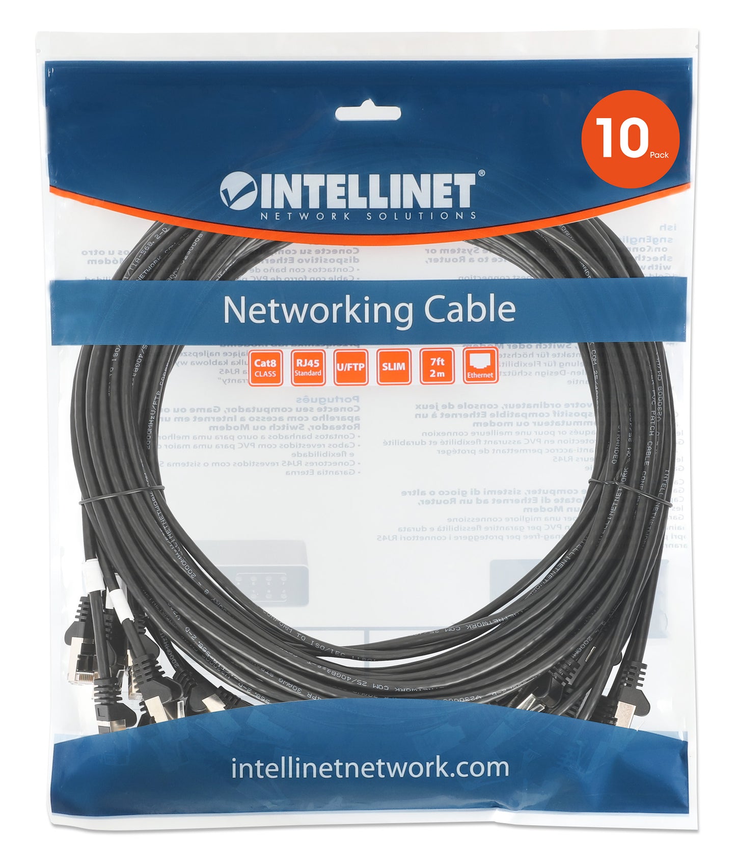 Cat8.1 U/FTP Slim Network Patch Cable, 5 ft., Black, 10-Pack Image 8