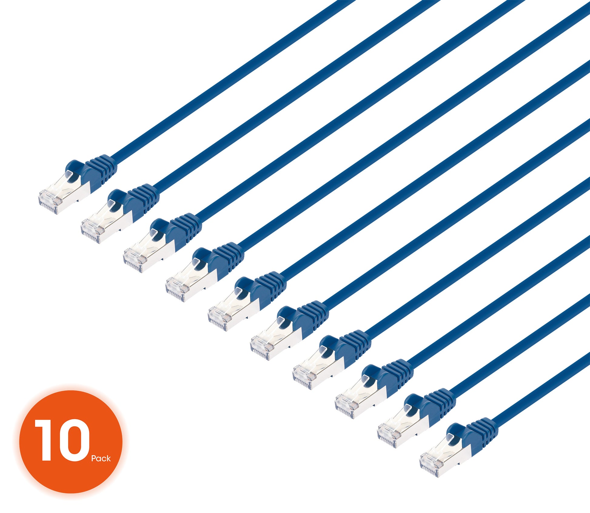 Cat8.1 U/FTP Slim Network Patch Cable, 5 ft., Blue, 10-Pack Image 1