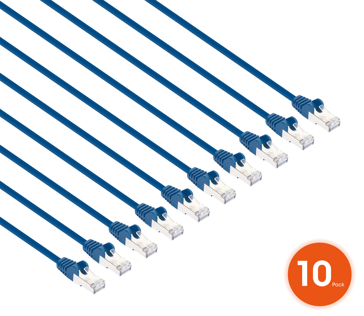 Cat8.1 U/FTP Slim Network Patch Cable, 5 ft., Blue, 10-Pack Image 2