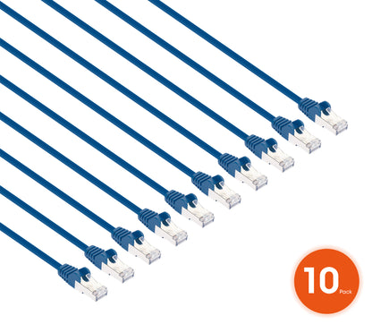 Cat8.1 U/FTP Slim Network Patch Cable, 5 ft., Blue, 10-Pack Image 2