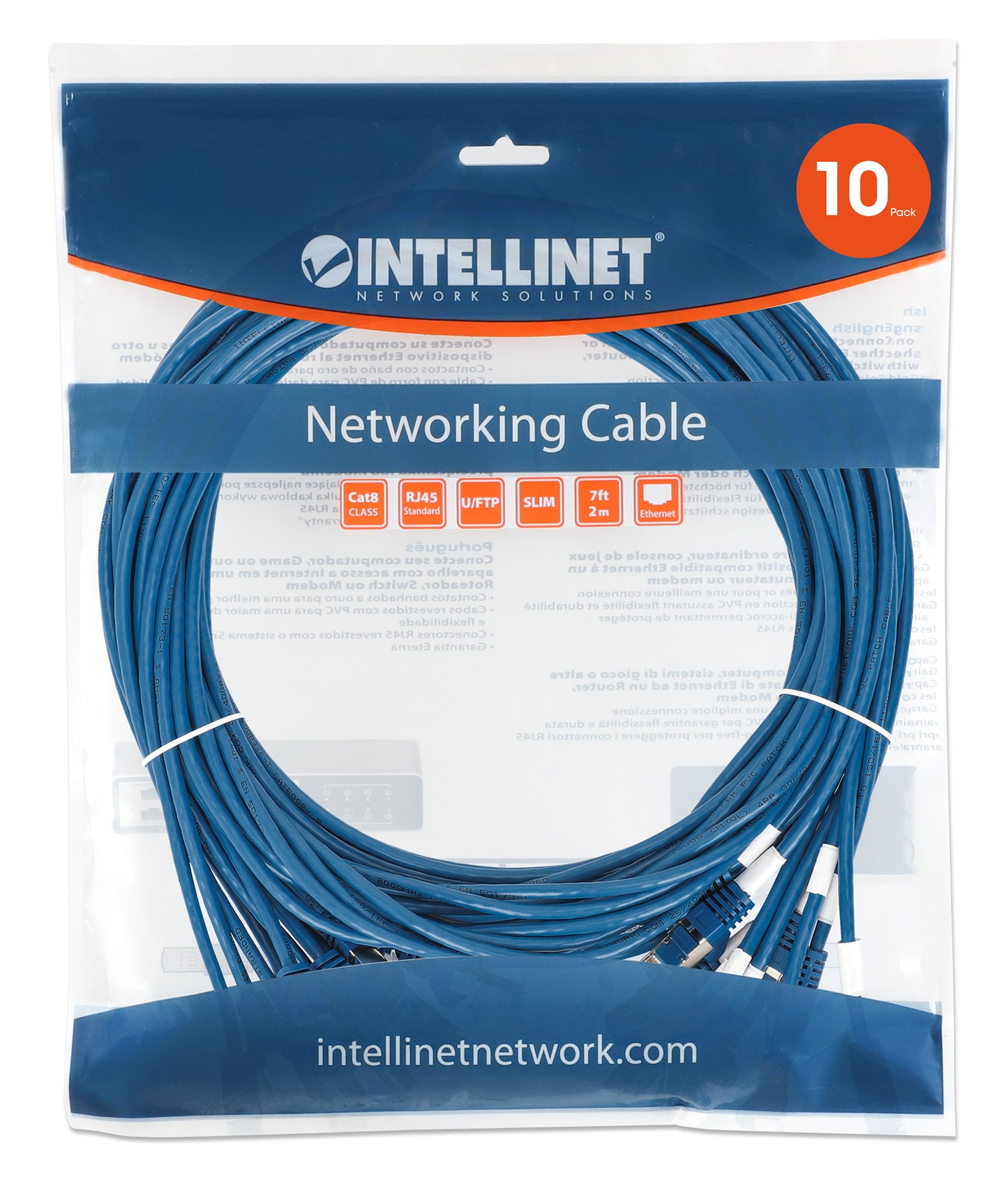 Cat8.1 U/FTP Slim Network Patch Cable, 5 ft., Blue, 10-Pack Image 8