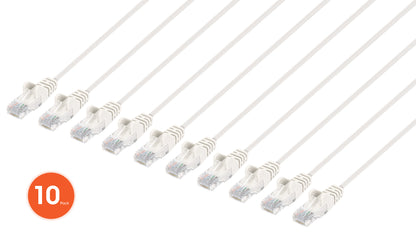 Cat6 U/UTP Slim Network Patch Cable, 1.5 ft., White, 10-Pack Image 1