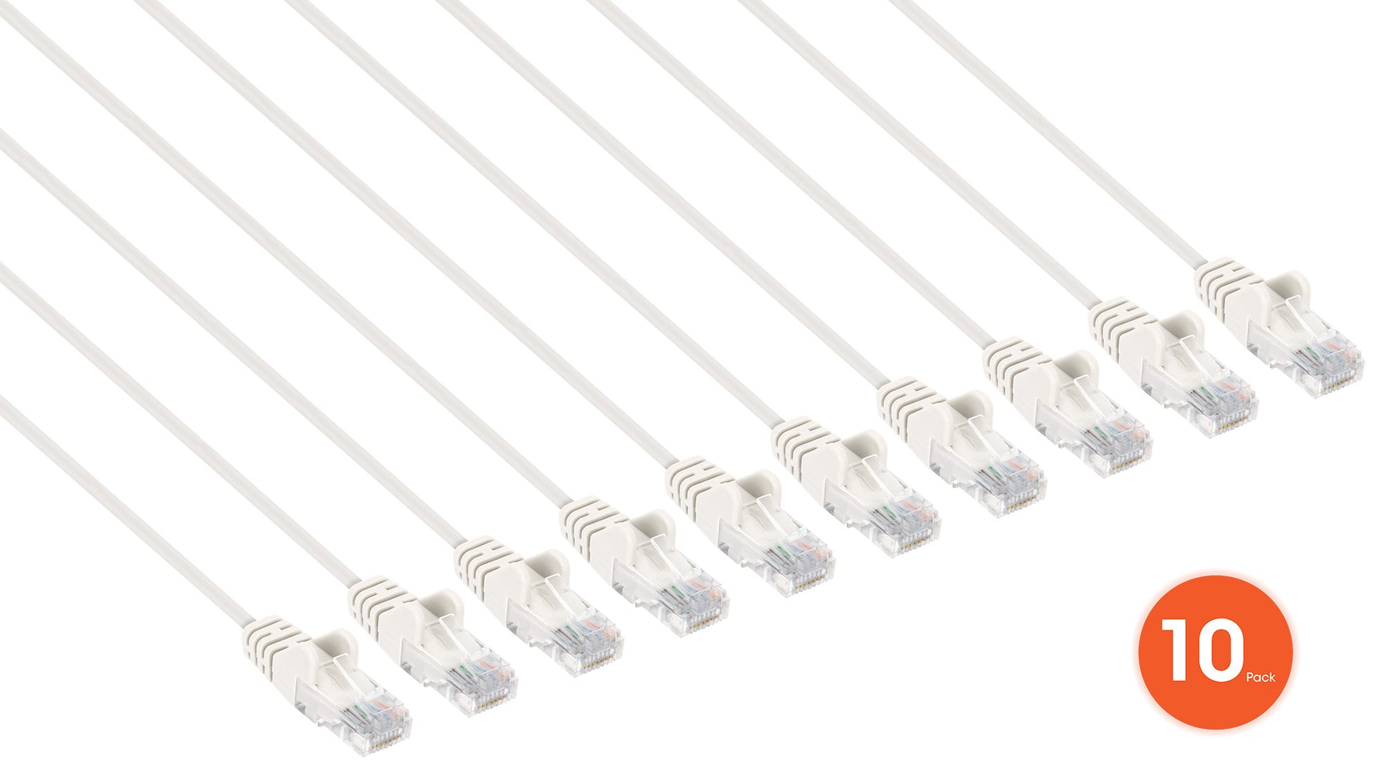 Cat6 U/UTP Slim Network Patch Cable, 1.5 ft., White, 10-Pack Image 2