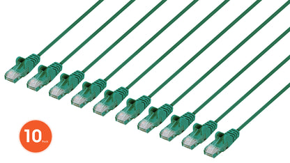 Cat6 U/UTP Slim Network Patch Cable, 0.5 ft., Green, 10-Pack Image 1