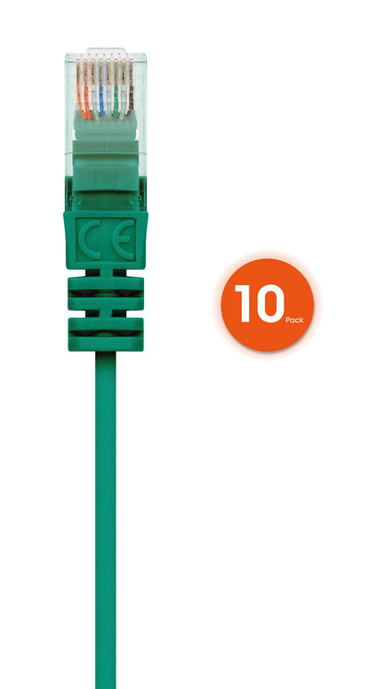 Cat6 U/UTP Slim Network Patch Cable, 0.5 ft., Green, 10-Pack Image 4