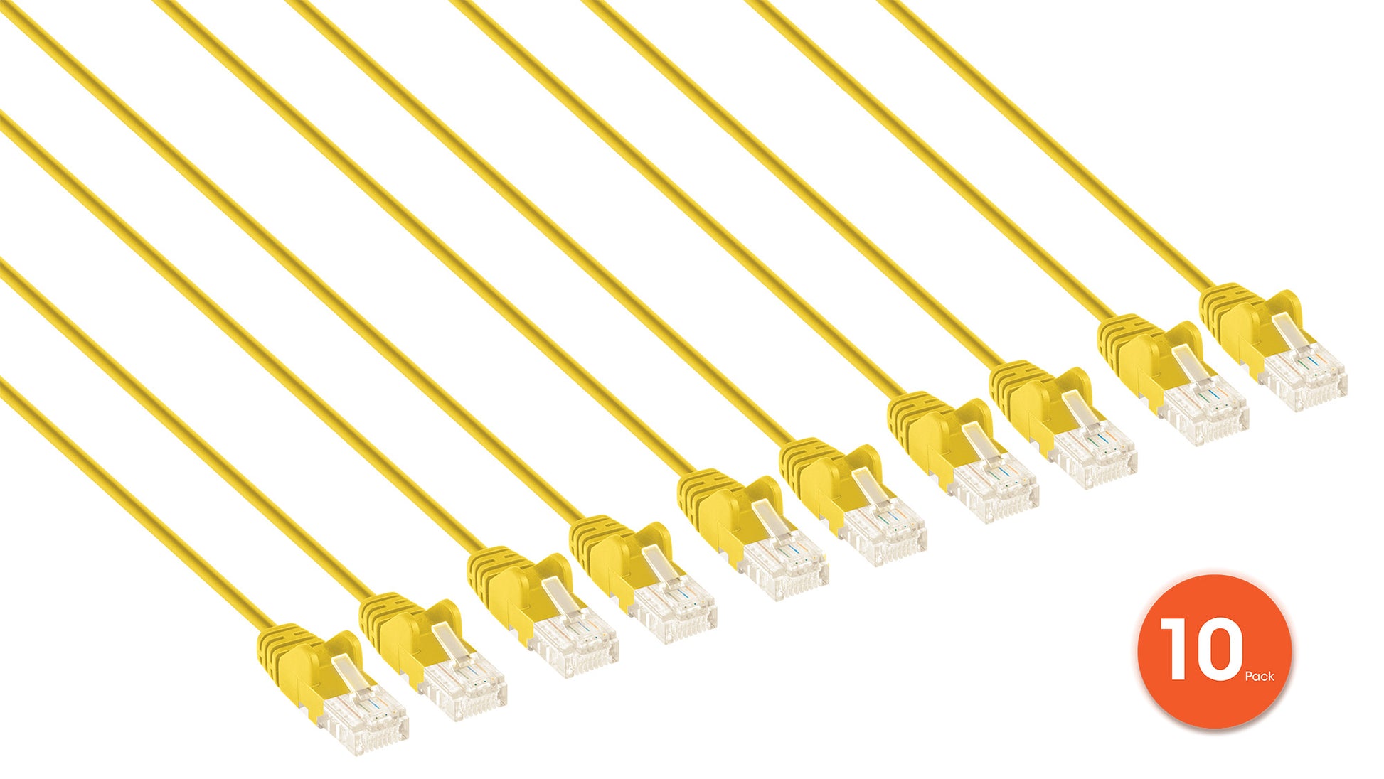 Cat6 U/UTP Slim Network Patch Cable, 1 ft., Yellow, 10-Pack Image 2