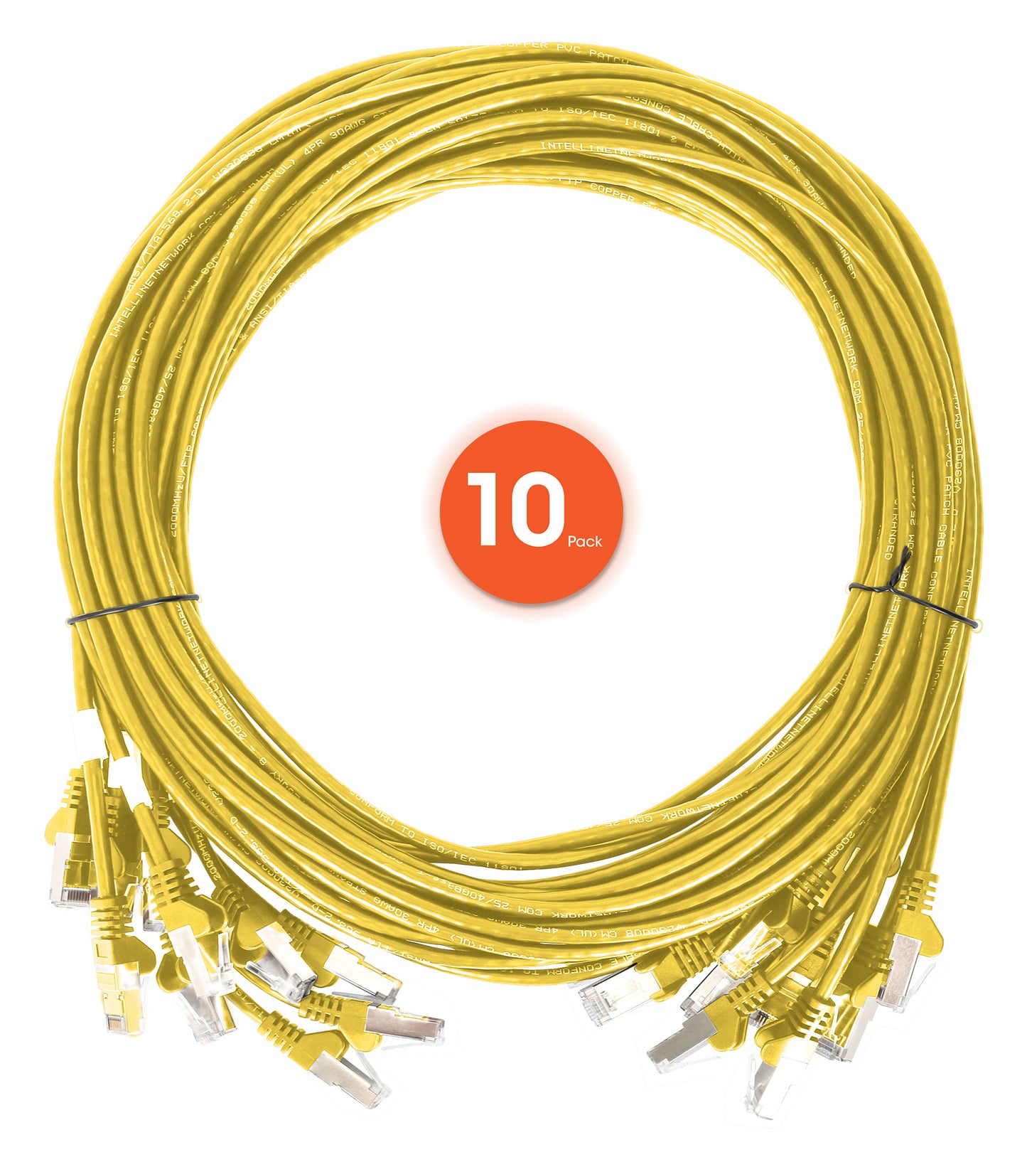 Cat6 U/UTP Slim Network Patch Cable, 1 ft., Yellow, 10-Pack Image 7