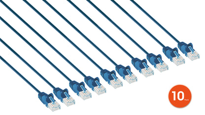 Cat6 U/UTP Slim Network Patch Cable, 1 ft., Blue, 10-Pack Image 2
