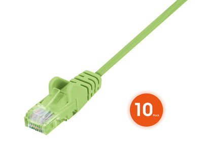 Cat6 U/UTP Slim Network Patch Cable, 14 ft., Bright Green, 10-Pack Image 3