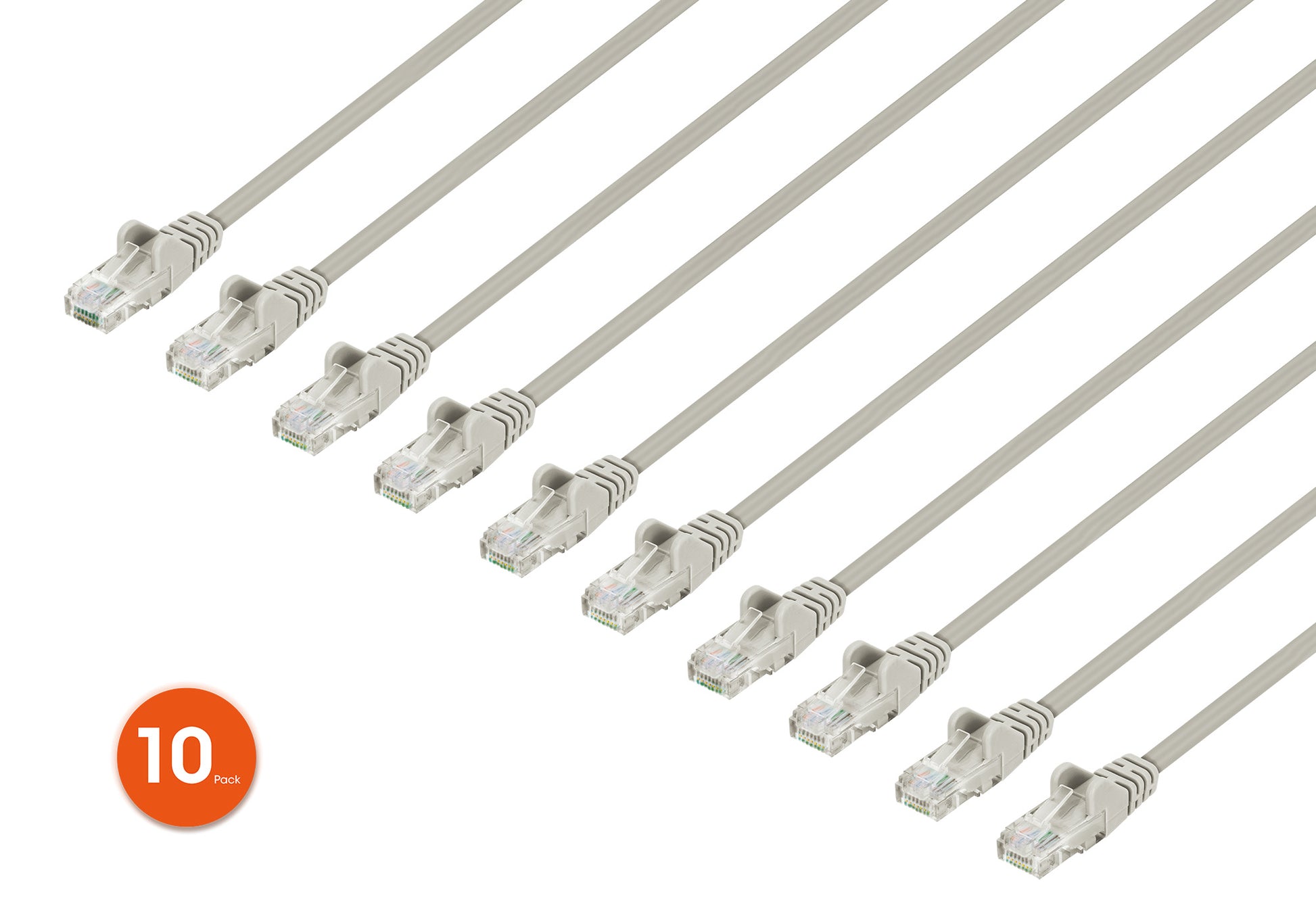 Cat6 U/UTP Slim Network Patch Cable, 14 ft., Gray, 10-Pack Image 1