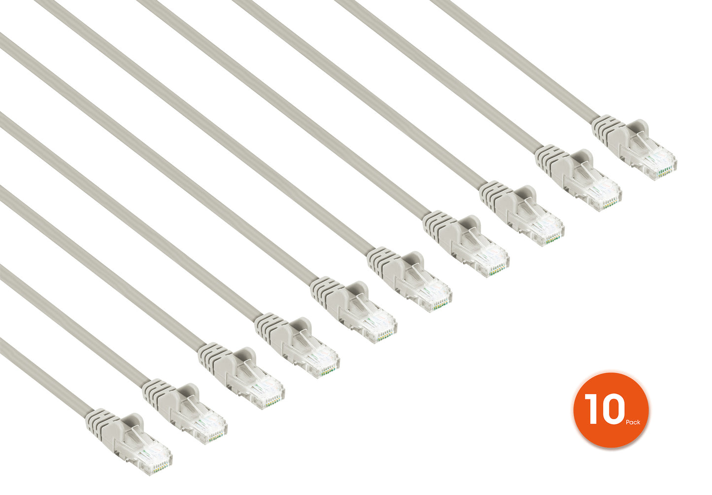 Cat6 U/UTP Slim Network Patch Cable, 14 ft., Gray, 10-Pack Image 2