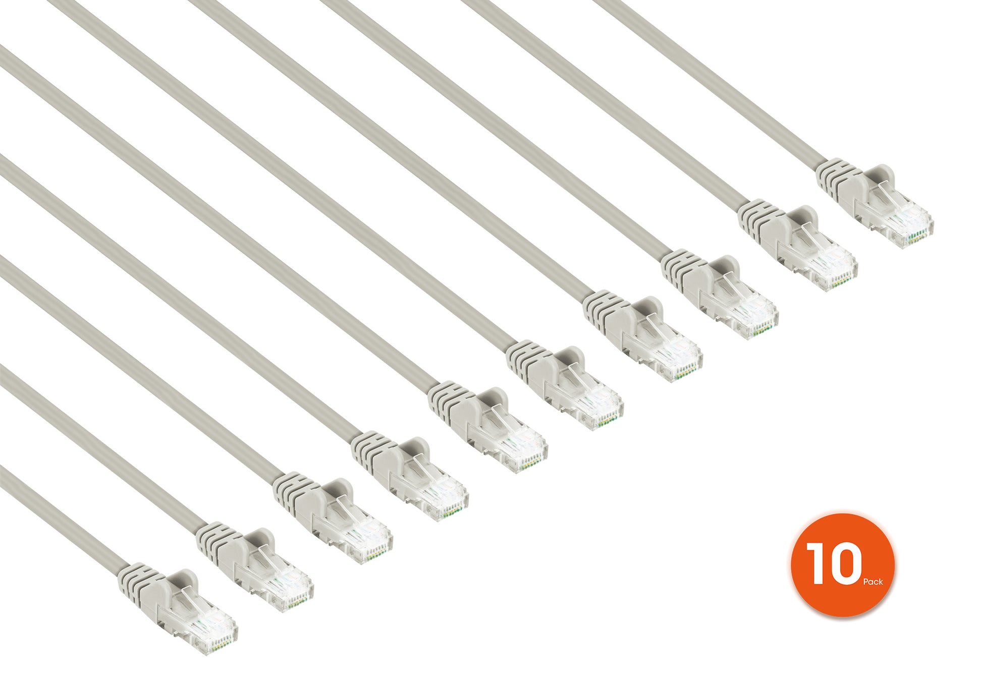 Cat6 U/UTP Slim Network Patch Cable, 14 ft., Gray, 10-Pack Image 2