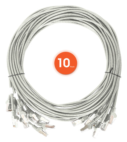 Cat6 U/UTP Slim Network Patch Cable, 14 ft., Gray, 10-Pack Image 7