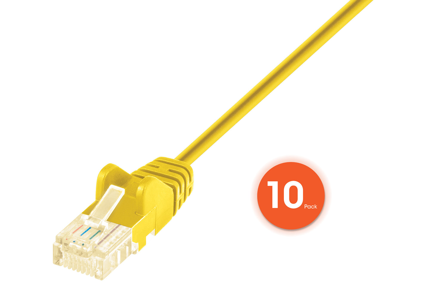 Cat6 U/UTP Slim Network Patch Cable, 3 ft., Yellow, 10-Pack Image 3