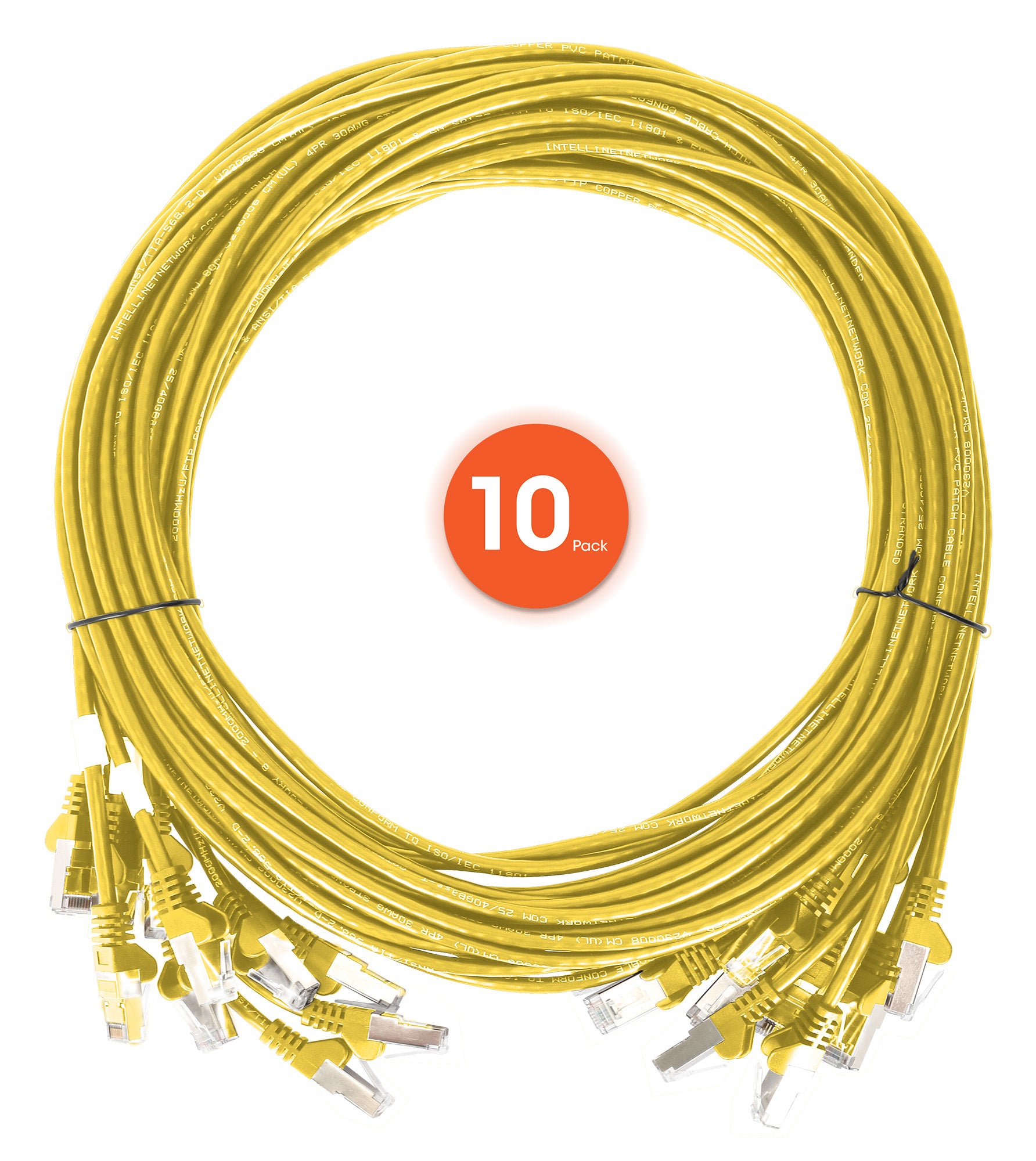 Cat6 U/UTP Slim Network Patch Cable, 5 ft., Yellow, 10-Pack Image 7