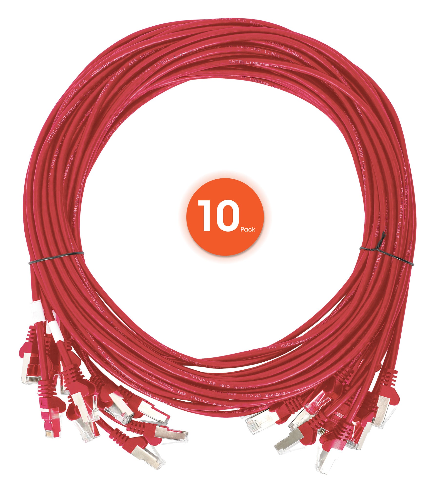 Cat6 U/UTP Slim Network Patch Cable, 0.5 ft., Red, 10-Pack Image 7